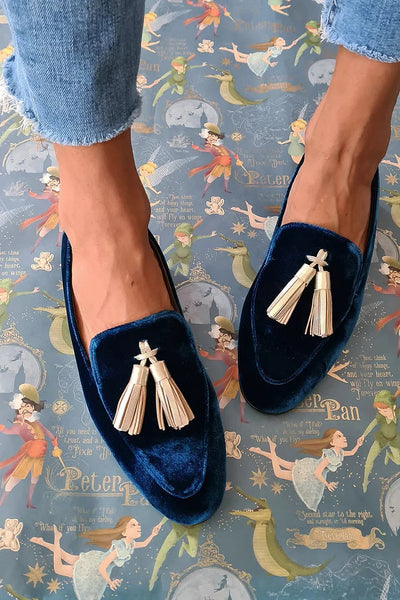 Vivienne | Midnight Elegance Loafers with Champagne Tassels