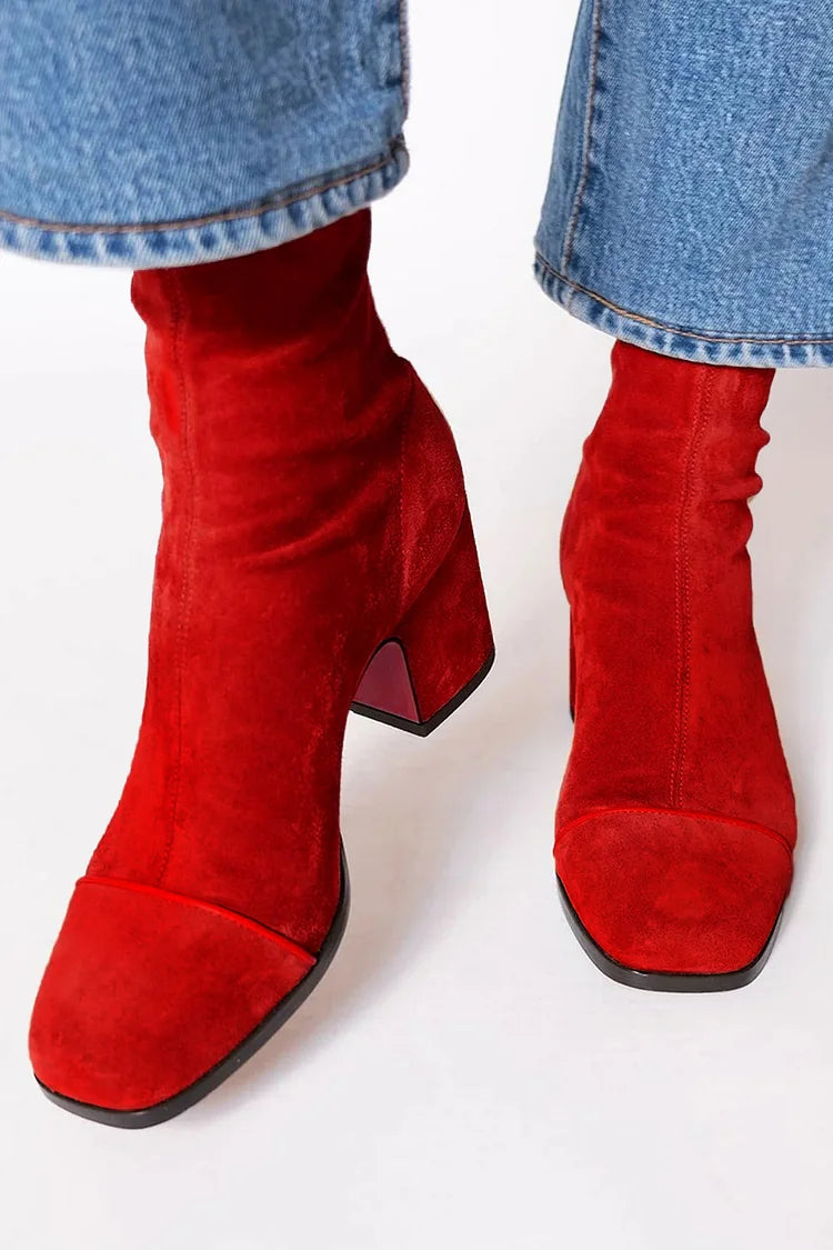 Mara | Square-Toed Ankle Boot with Bold Heel