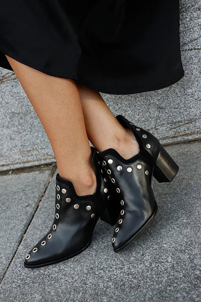 Rowan | Studded Ankle Boot with Wide Heel