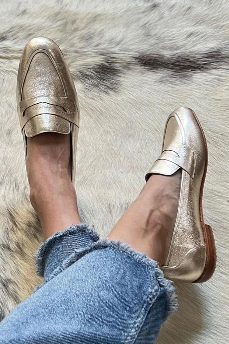 Sutton | Shiny Light Gold Loafer