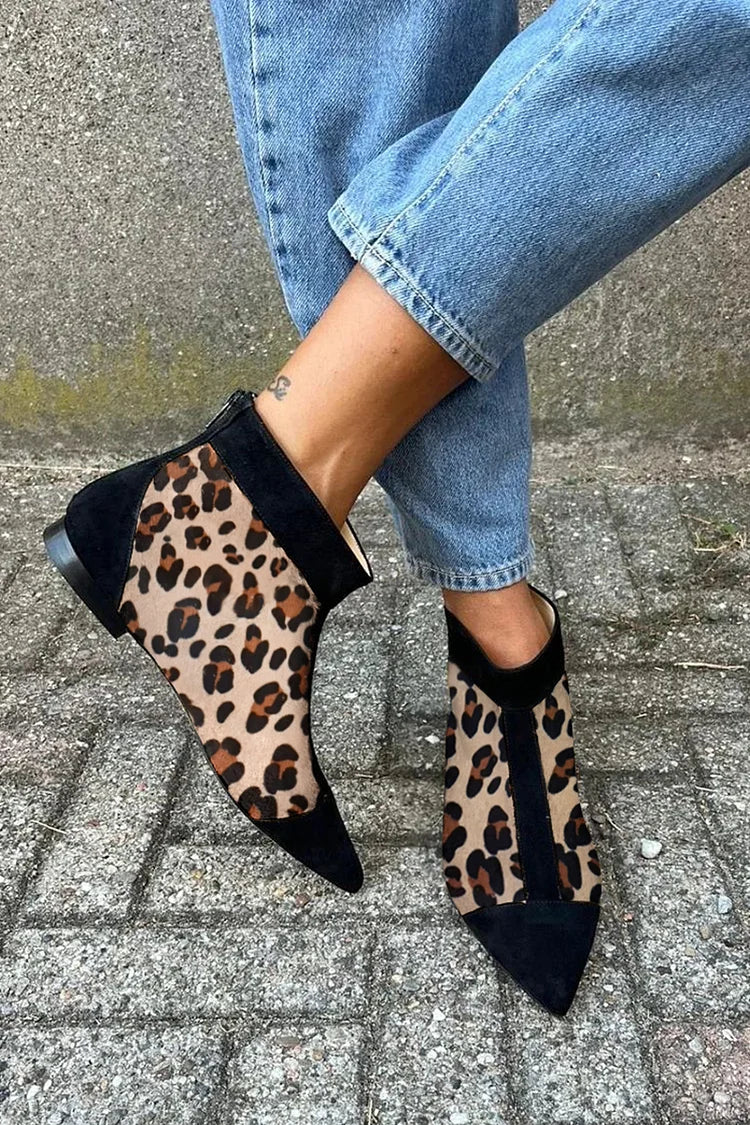 Luna | Leopard Print Pointed Toe Ankle Boots