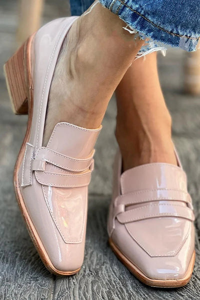 Ellis | Shiny Wide Heel Loafers
