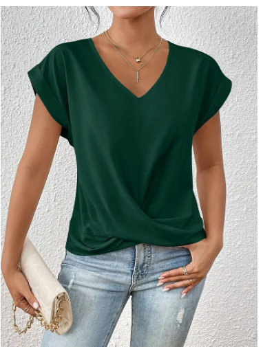 Mira | Knot Front V-Neck Tee