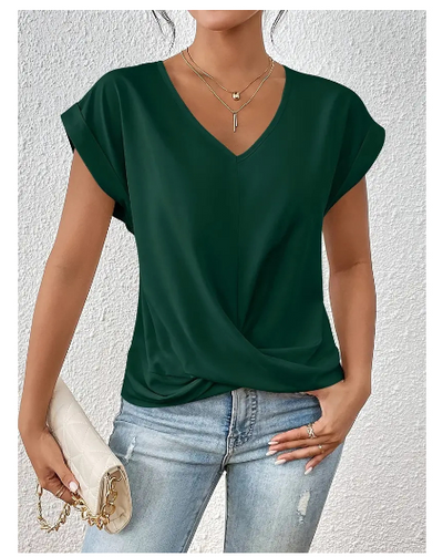 Mira | Knot Front V-Neck Tee