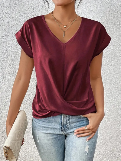 Mira | Knot Front V-Neck Tee
