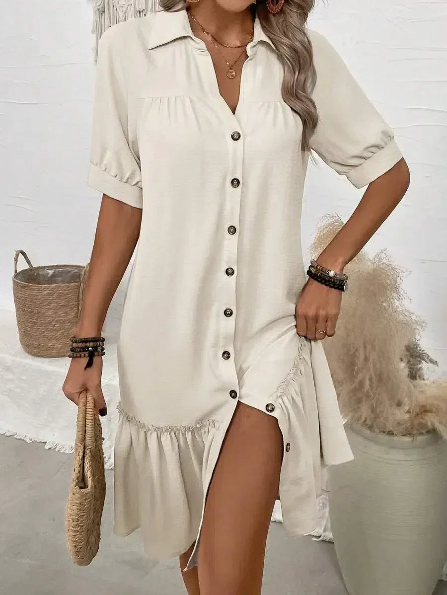 Marlowe | Ruffle-Hem Button-Front Dress