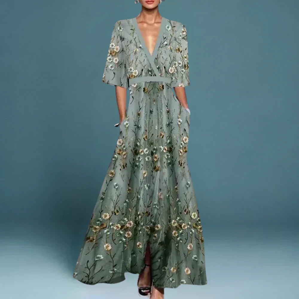 Calista | Floral V-Neck Maxi Dress