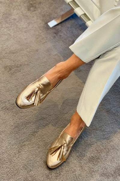 Lennox | Gold Mocassin with Tassels