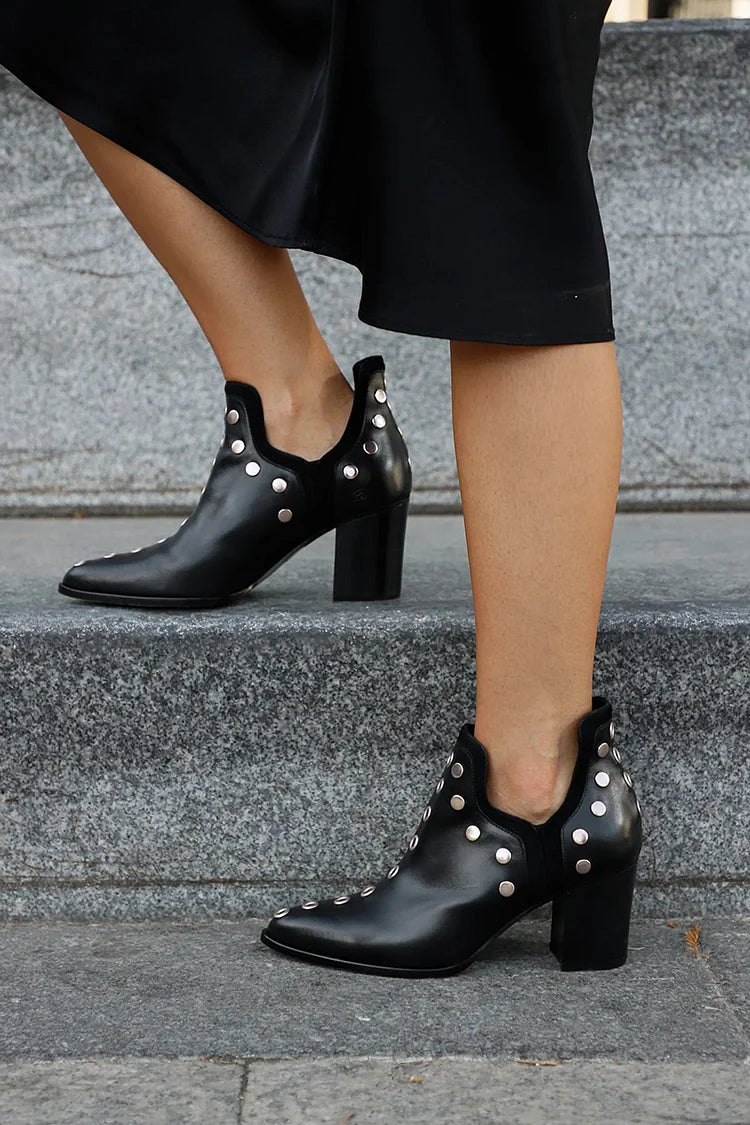 Rowan | Studded Ankle Boot with Wide Heel