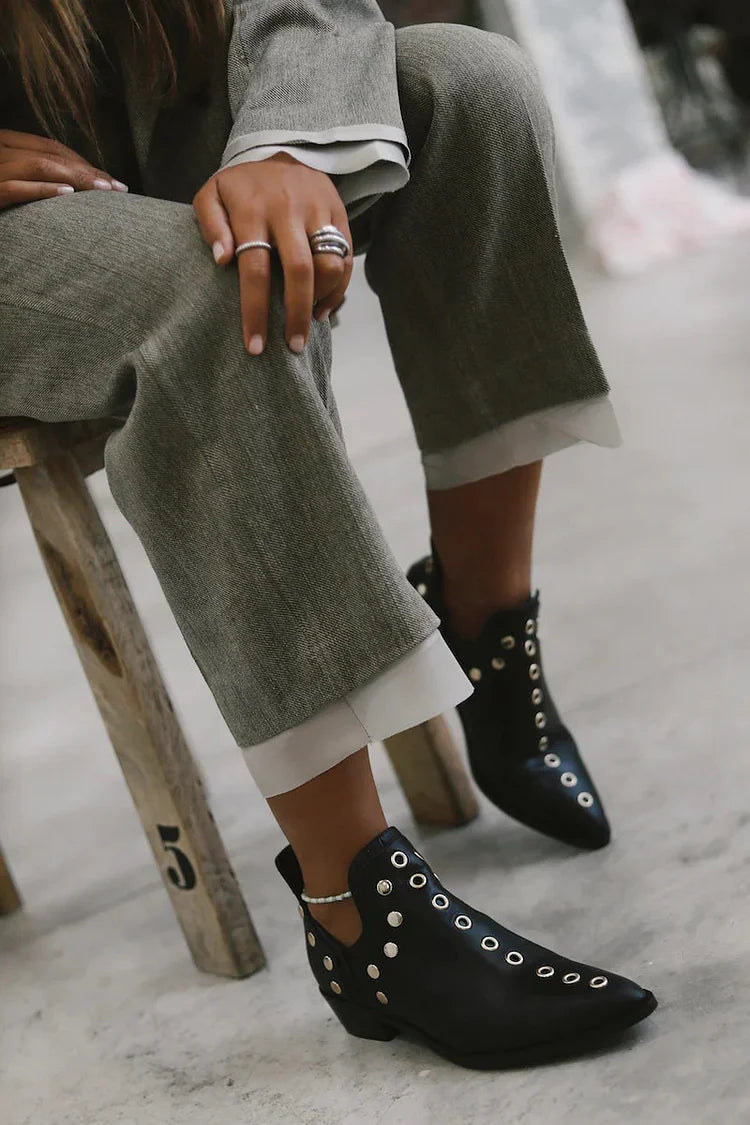 Lyra | Pointed Studded Ankle Boot