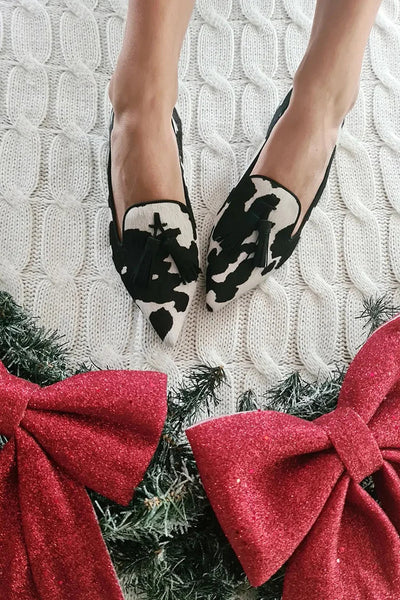 Marlo | Cow Print Loafers with Tassel