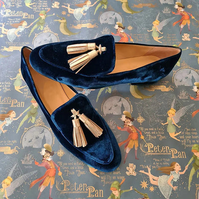 Vivienne | Midnight Elegance Loafers with Champagne Tassels