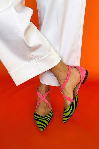 Zara | Zebra Print Cross-Strap Flats
