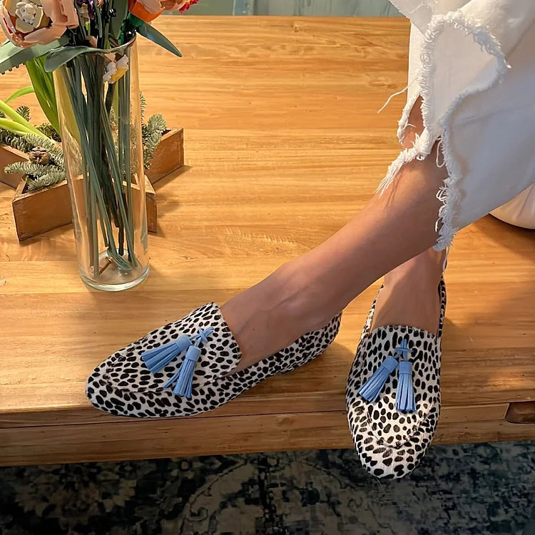 Savannah | Spotted Loafers with Blue Tassel