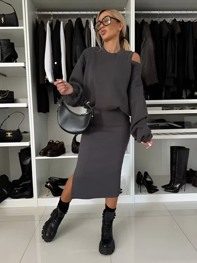 Sophie | Chic Two-piece Ensemble (Dress + Sweater)