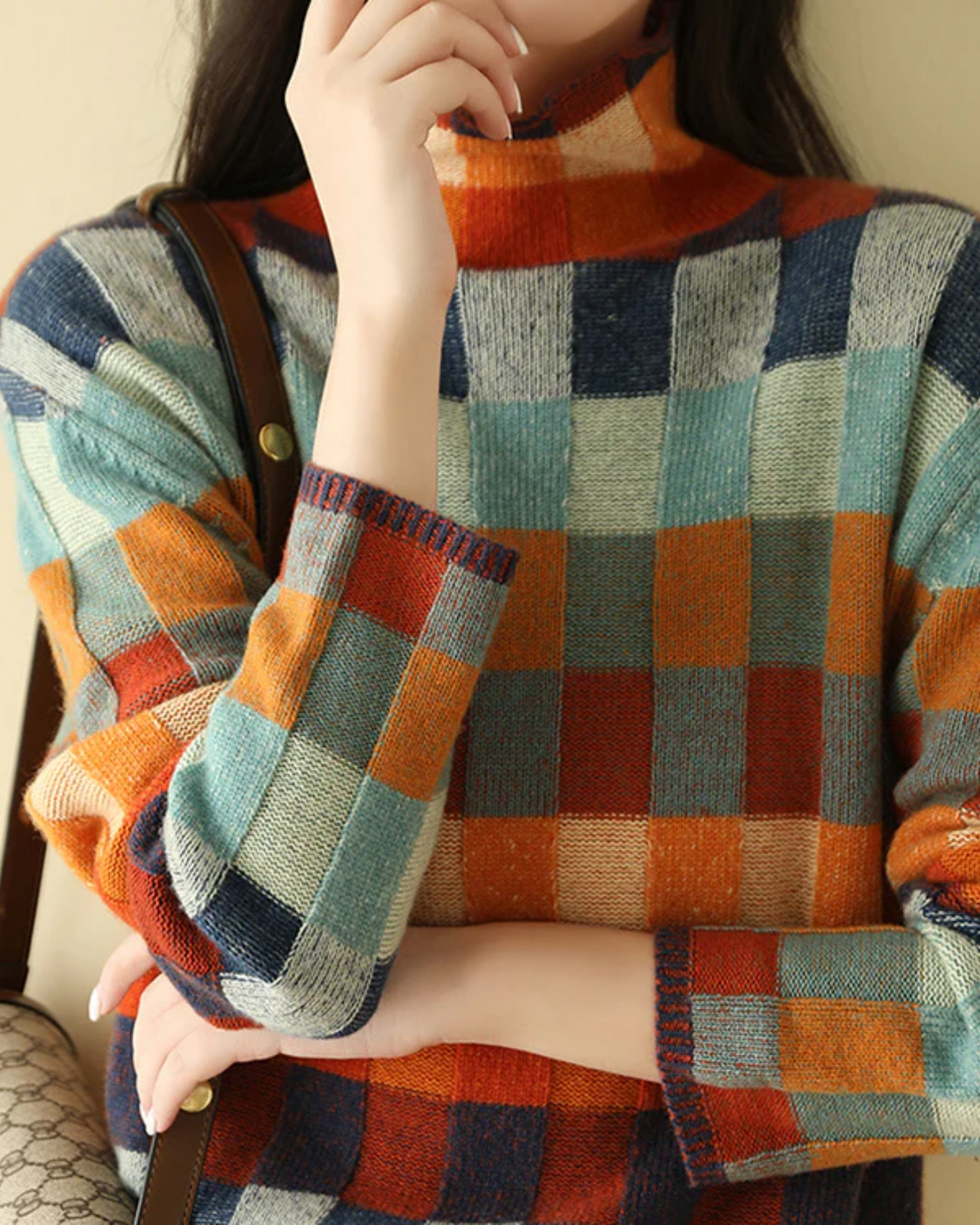 Isla | Cashmere Luxe Patchwork Turtleneck