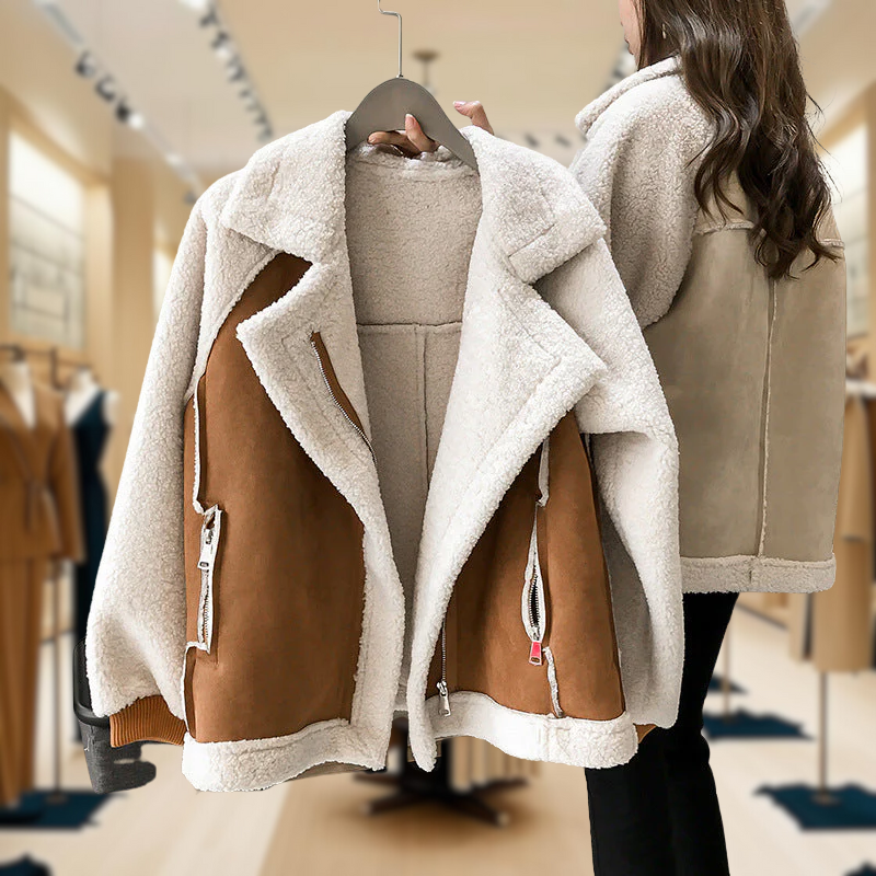 Maelis | Faux Shearling Moto Jacket
