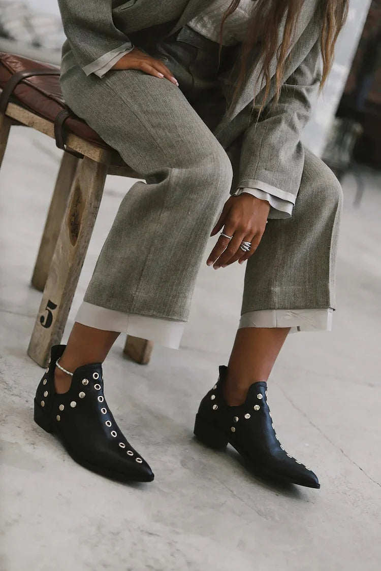 Lyra | Pointed Studded Ankle Boot