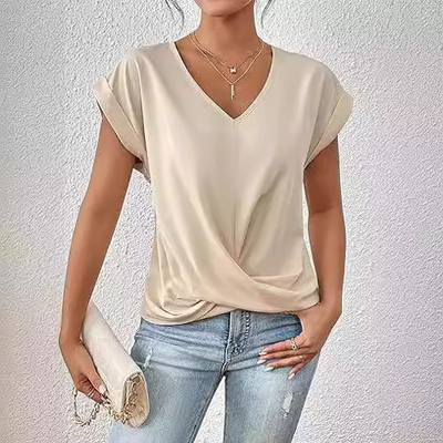 Mira | Knot Front V-Neck Tee