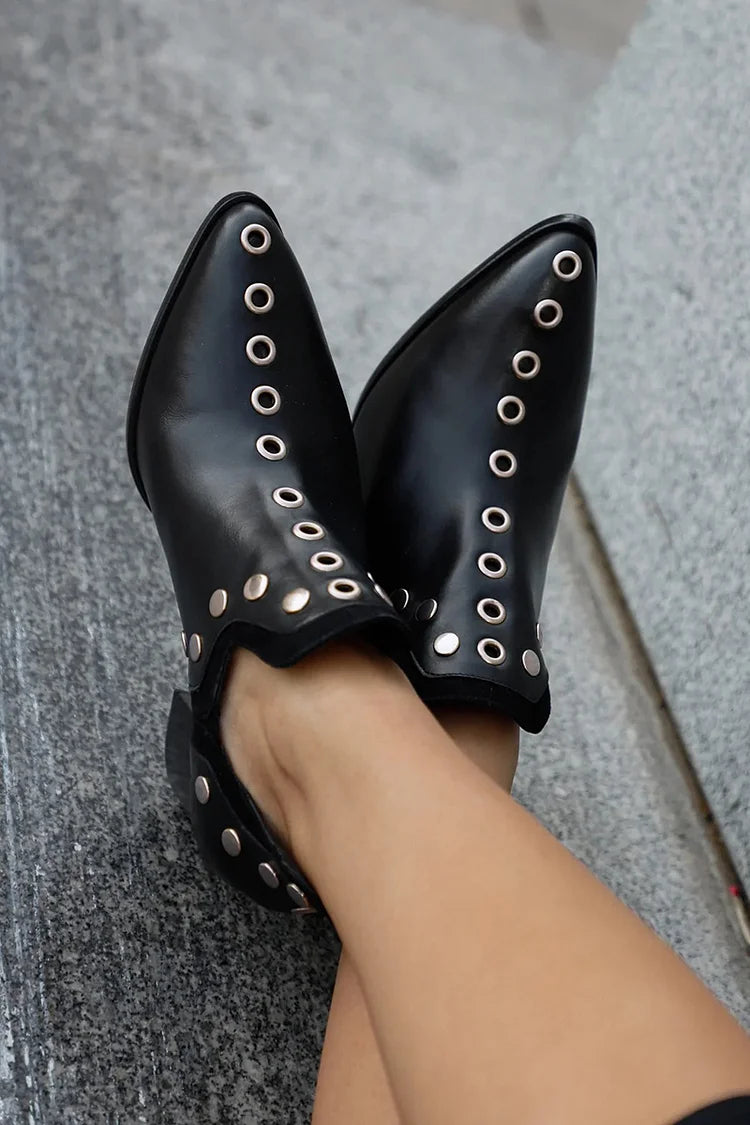 Rowan | Studded Ankle Boot with Wide Heel