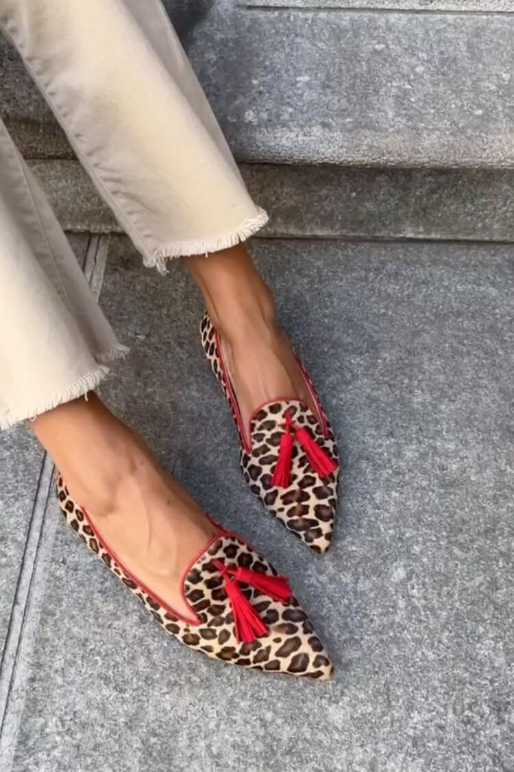 Juliette | Pointed Loafer with Red Tassels
