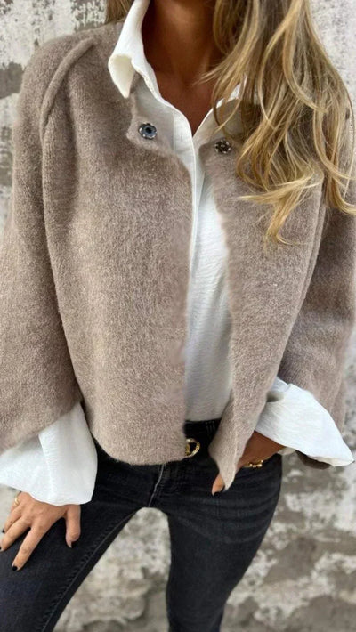 Celina | Long Sleeve Round Neck Wool Cardigan