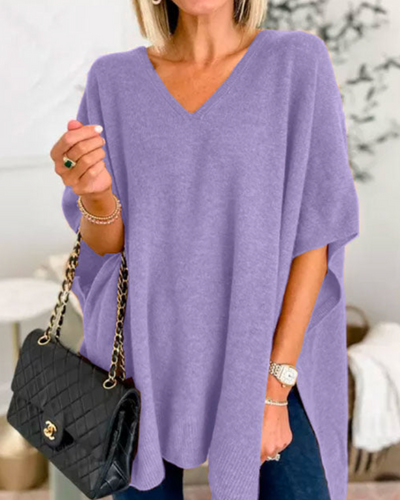Madelyn | V-Neck Flow Knit Poncho Sweater