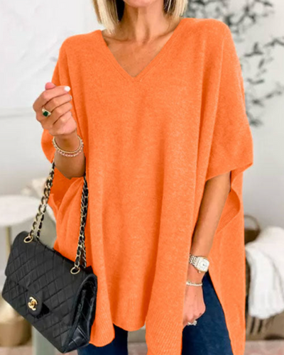 Madelyn | V-Neck Flow Knit Poncho Sweater