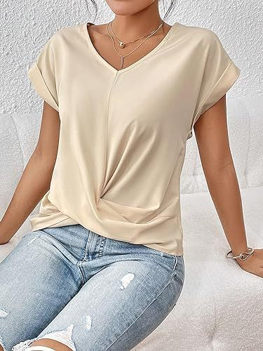 Mira | Knot Front V-Neck Tee