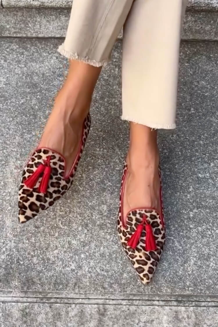 Juliette | Pointed Loafer with Red Tassels