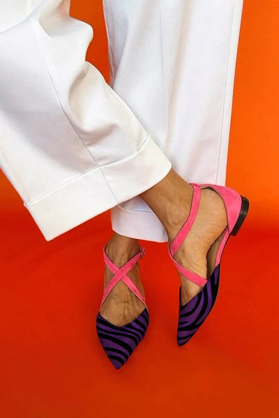 Zara | Zebra Print Cross-Strap Flats