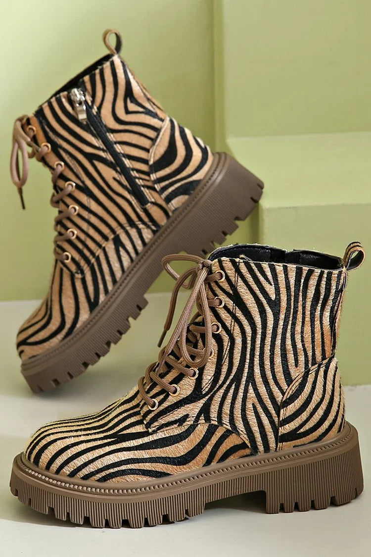 Nova | Zebra Print Lace-Up Boots