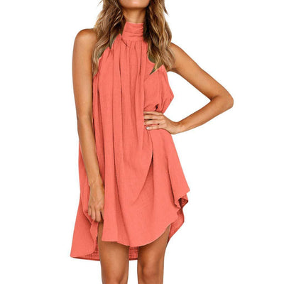 Maris | Elegant Halter Neck Pleated Dress