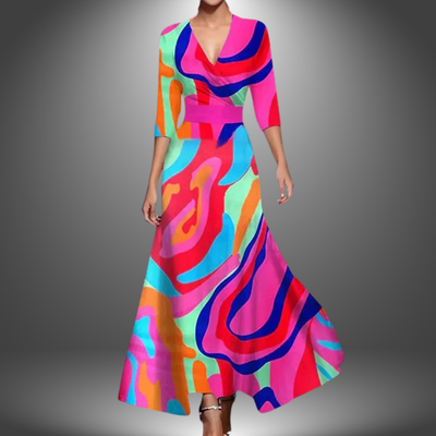 Elowen | Flattering V-Neck Boho Maxi Dress