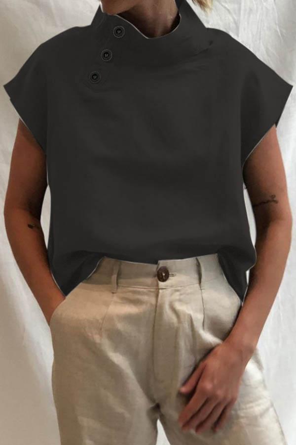 Esme | High-Collar Cotton Blouse