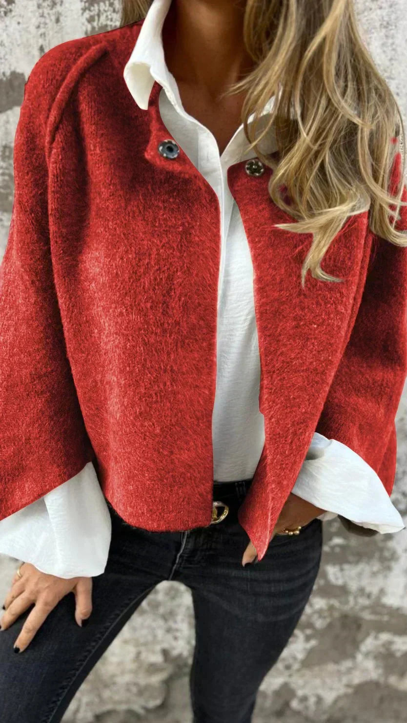 Celina | Long Sleeve Round Neck Wool Cardigan