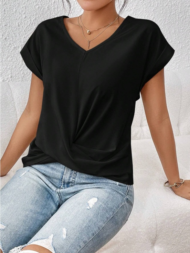 Mira | Knot Front V-Neck Tee
