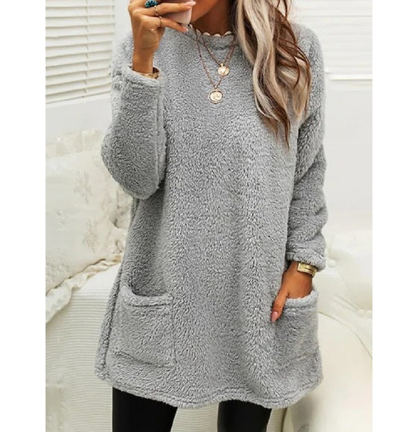 Harper | Fleece Pullover Long Sweater