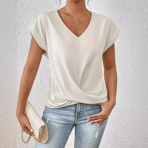 Mira | Knot Front V-Neck Tee
