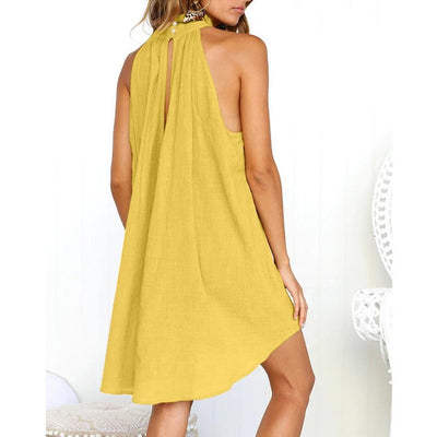 Maris | Elegant Halter Neck Pleated Dress