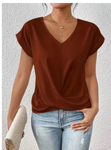 Mira | Knot Front V-Neck Tee