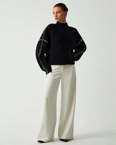 Callie | Contrast Patchwork Knit Pullover