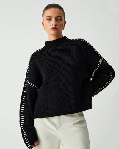 Callie | Contrast Patchwork Knit Pullover