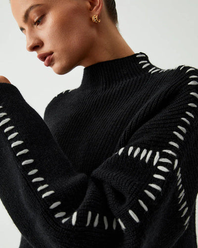 Callie | Contrast Patchwork Knit Pullover