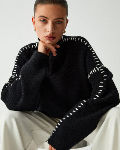 Callie | Contrast Patchwork Knit Pullover