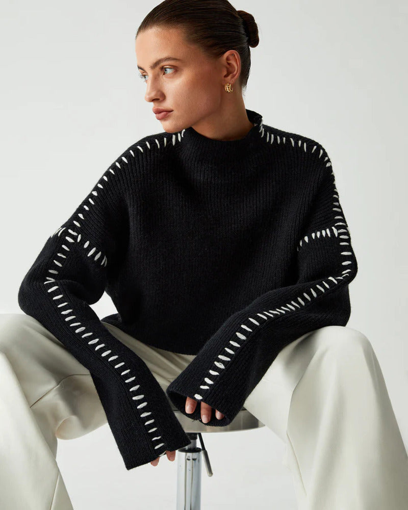 Callie | Contrast Patchwork Knit Pullover