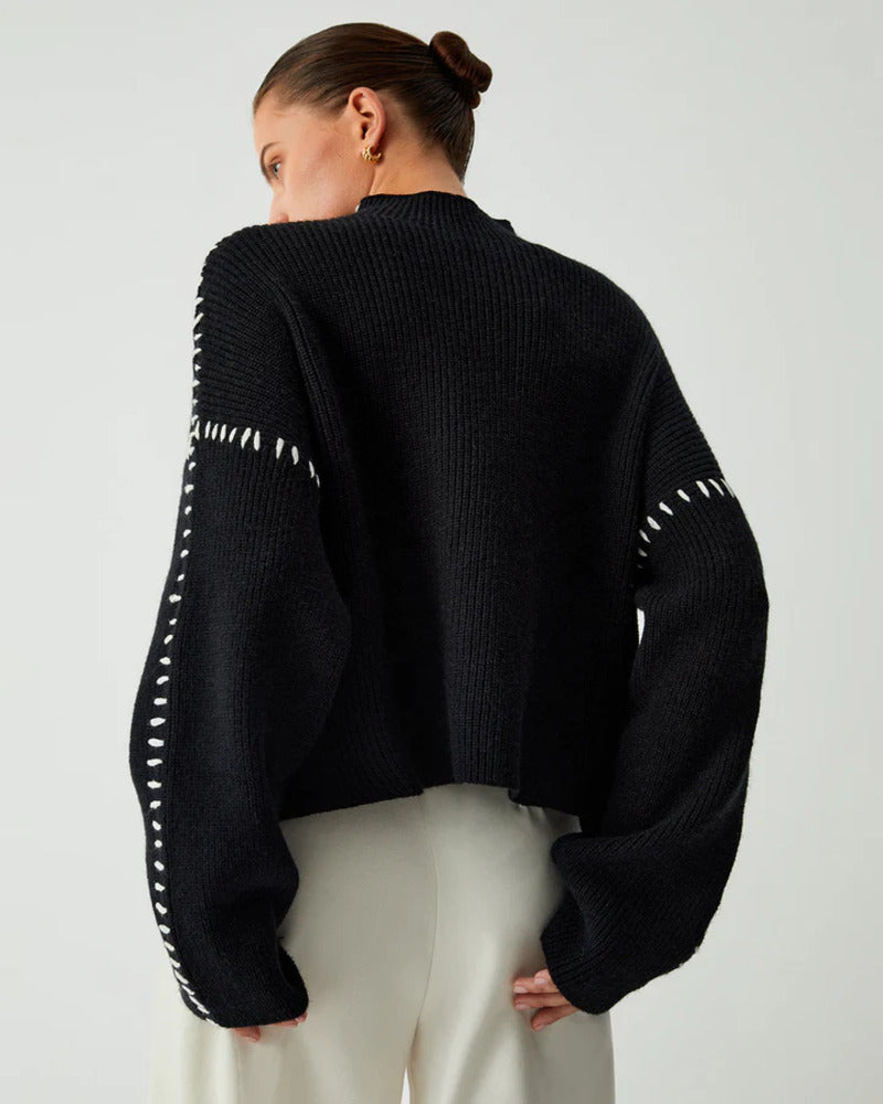 Callie | Contrast Patchwork Knit Pullover