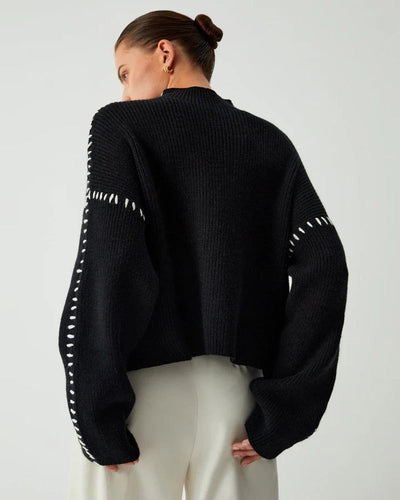 Callie | Contrast Patchwork Knit Pullover