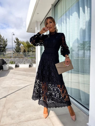 Luna | Celestial Harmony Lace Midi Dress
