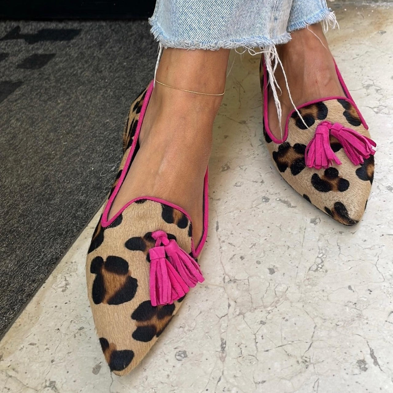 Colette | Animal Print Ballet Flats with Chic Tassels